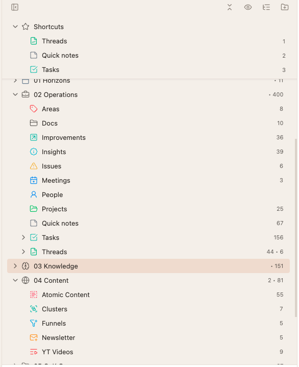 How I setup my folders for each type and Notebook Navigator a much nicer way to view everything (essentially everything you see here is a folder I just added icons to each