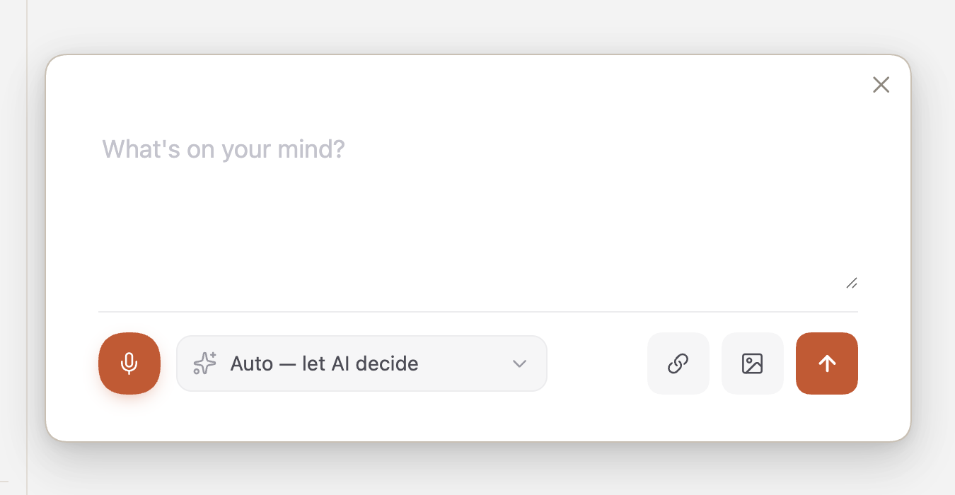 The Capture OS window in Obsidian: type or talk, and let your agent decide where it goes