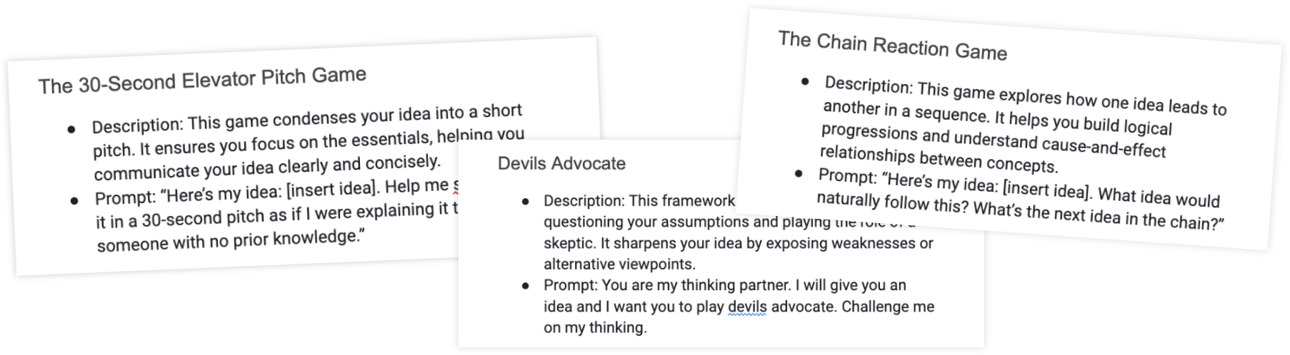 The prompts as they appear in the playbook